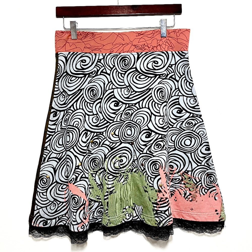 P Luca Milano Eclectic Skirt with Lace Hem